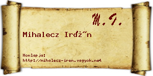 Mihalecz Irén névjegykártya
